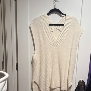 Women's Cream V-Neck Sweater
